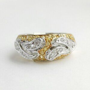 Two tone 14k yellow and white gold CZ band ring size 6 🆕